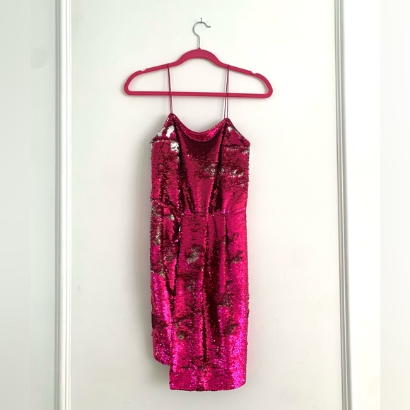Derek Lam hot pink/silver sequin mini dress. Size 2. NWT never worn - Picture 3 of 6